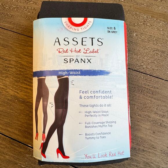 Spanx Assets Red Hot Label Size 6 F Dark Gray High Waist Shaping Tights Sexy NEW - Picture 1 of 7